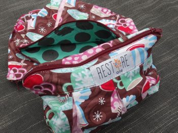 Makeup bags in brown with candy canes
