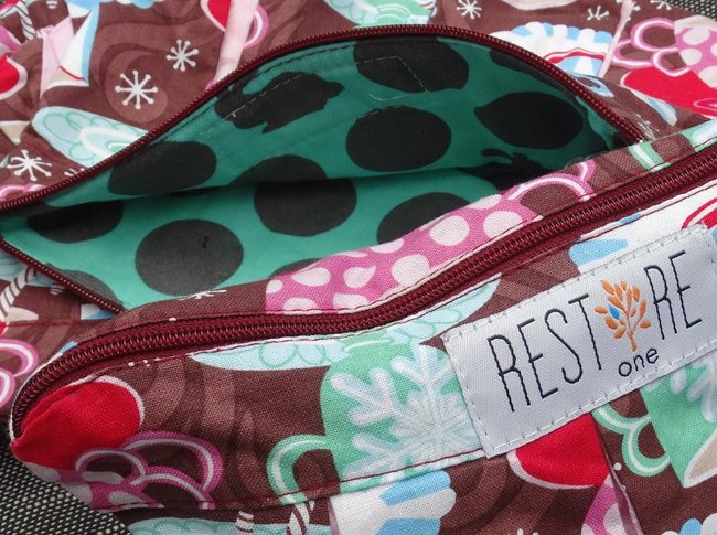 Makeup bags in brown with candy canes