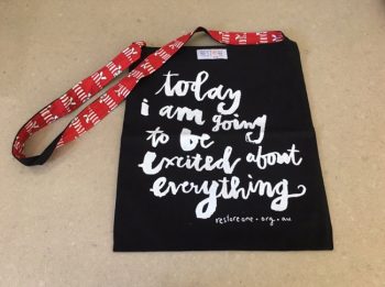 Tote bags black excited about everything
