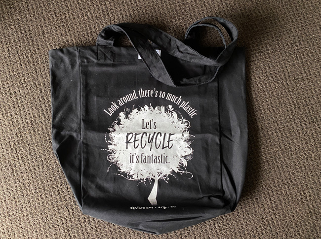 Large tote bag, Let's Recycle, black