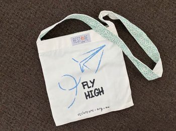 Tote bag kids, white, Fly High