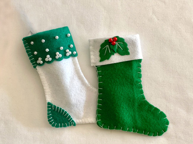 Mini Christmas stockings, green