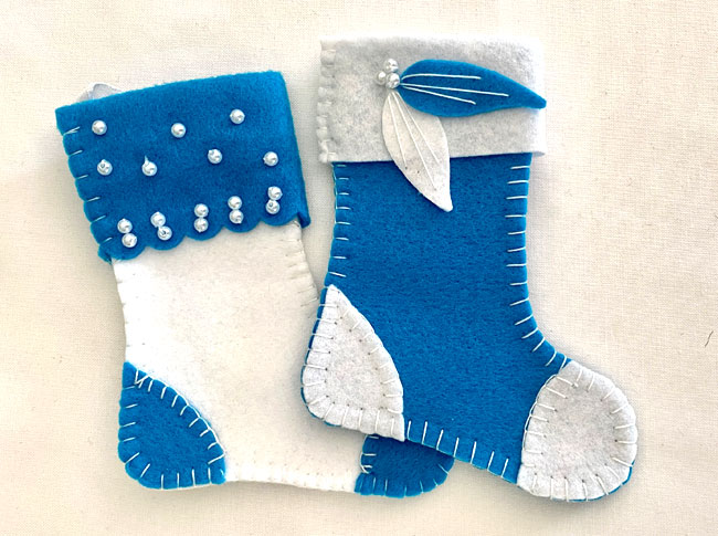 Mini Christmas stockings, mid blue