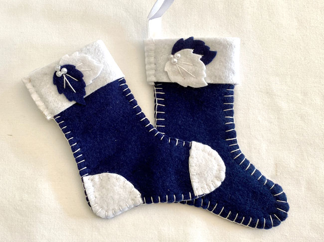 Mini Christmas stockings, navy blue