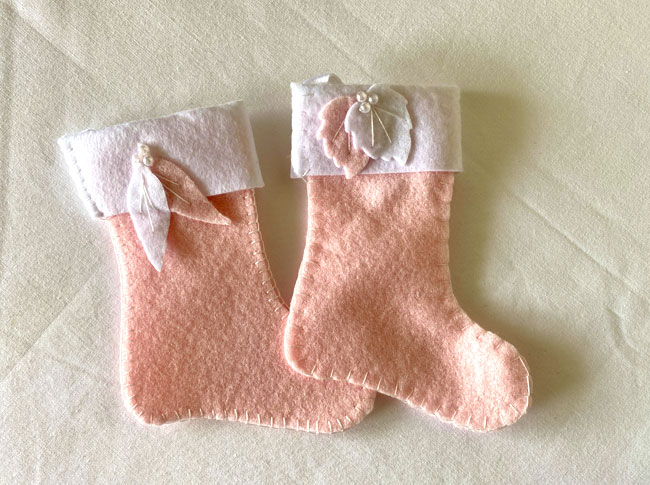 Mini Christmas stockings, pink