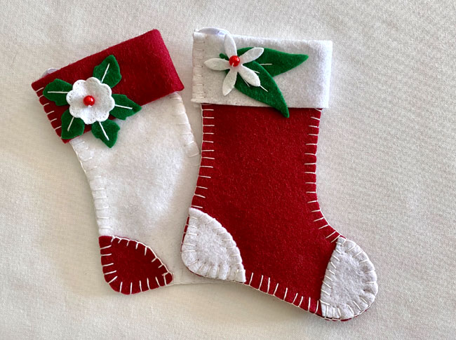 Mini Christmas stockings, red